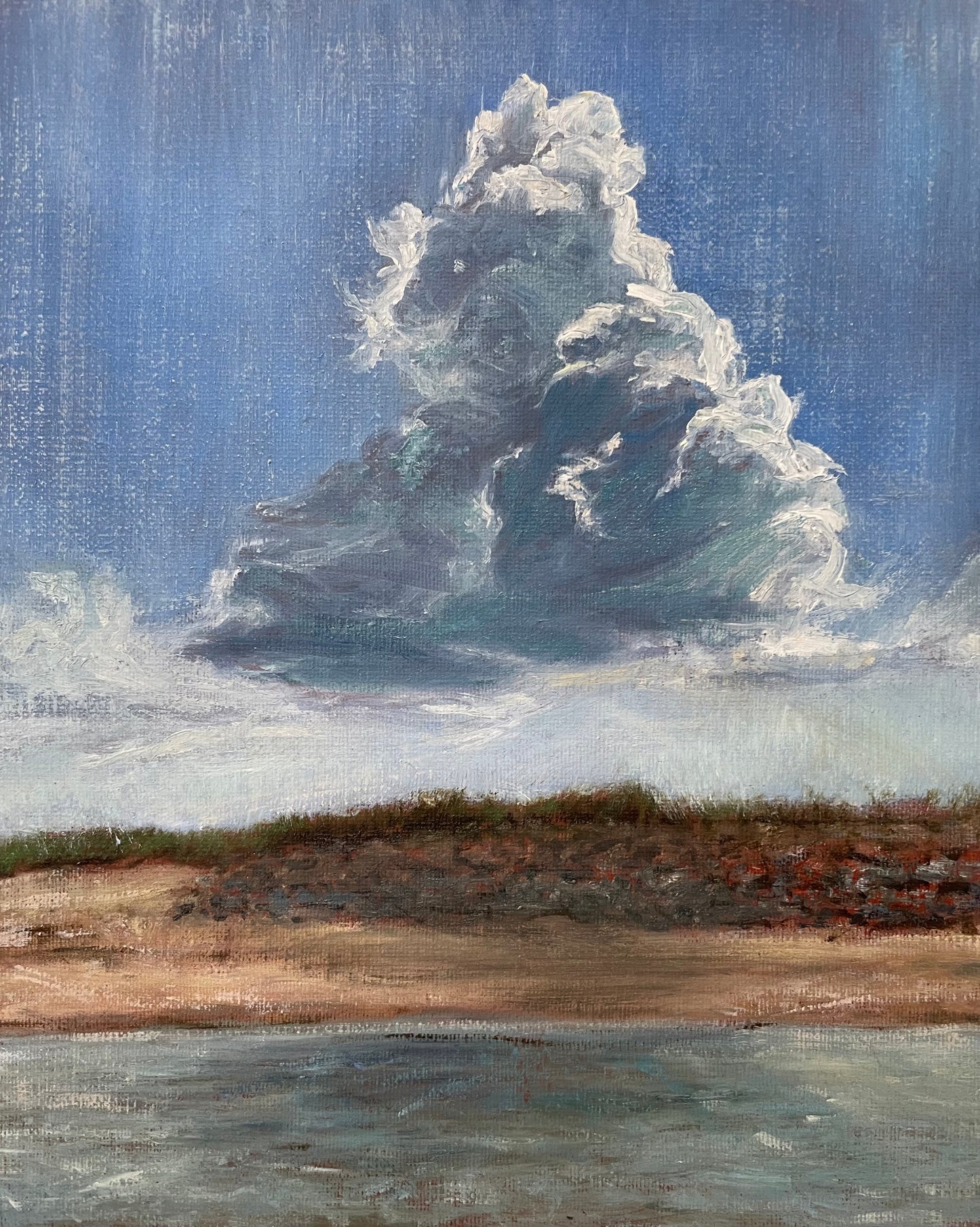 "Hovering Cumulus, PEI" - Traditional Landscape Oil Painting on Panel 8"x 10"