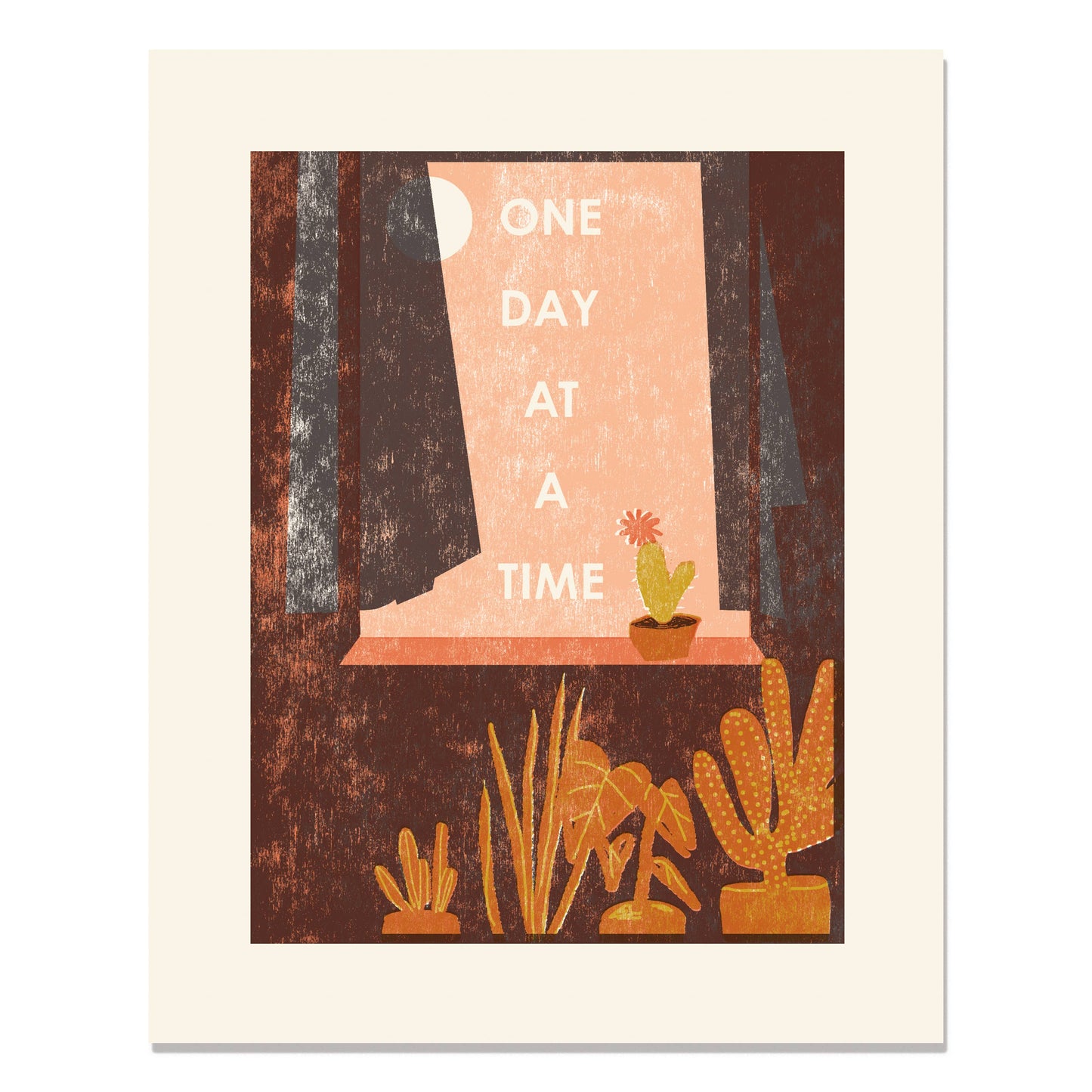 "One Day at a Time" 8x10in Letterpress Art Print | Rachel Kroh