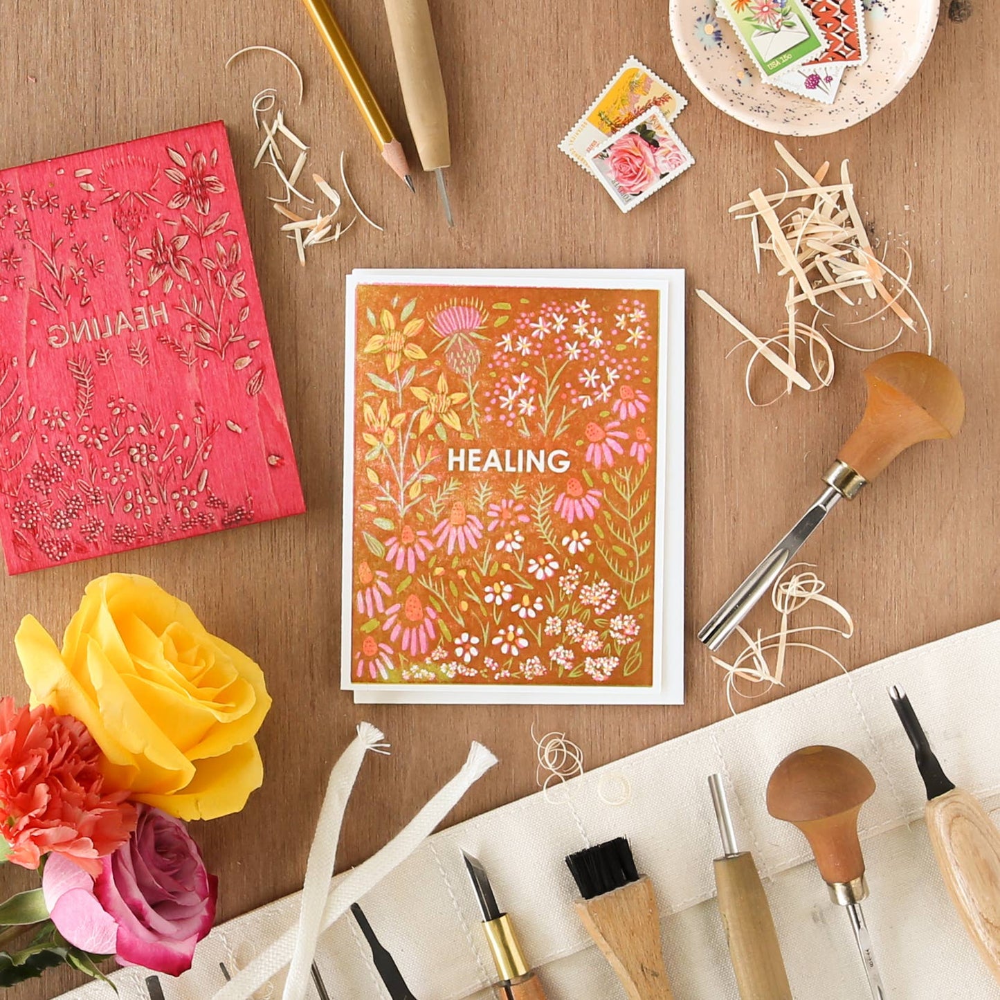 "Healing" Herb Garden & Wildflowers Sympathy Card