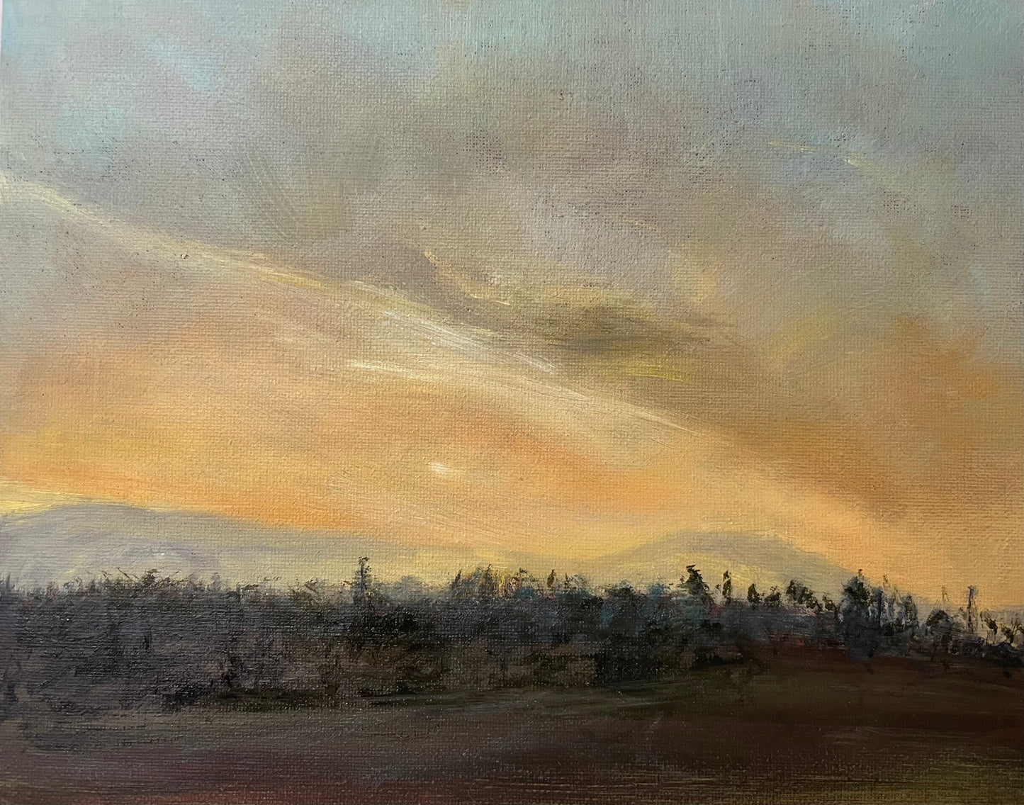 "Cirrus Sunset" - Traditional Landscape Oil Painting on Panel 8"x 10"