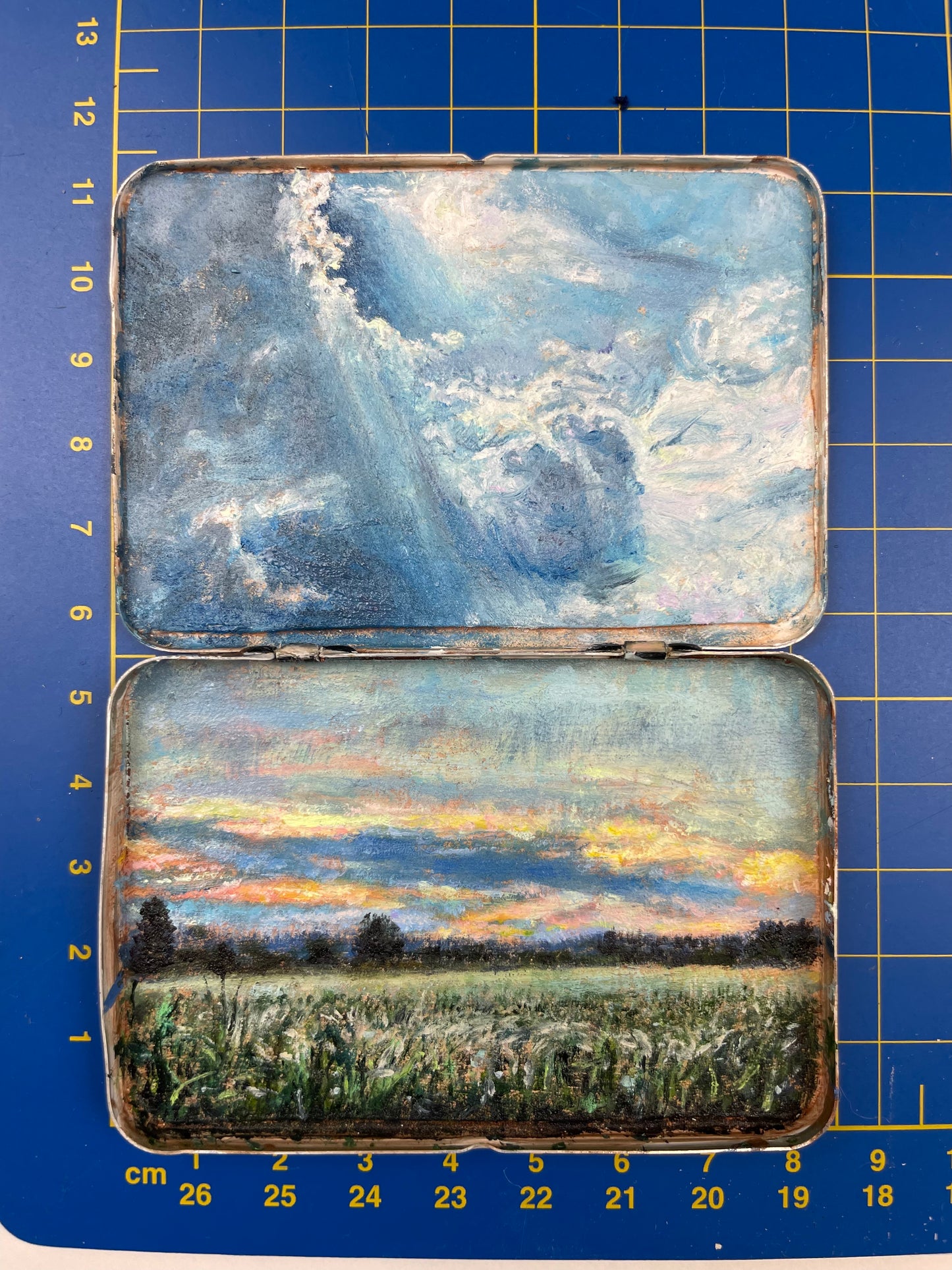 Light Break and Evening Field - Diptych - Double Anesthesin Medicine Tin