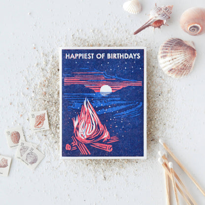 Happiest of Birthdays - Beach Bonfire Card