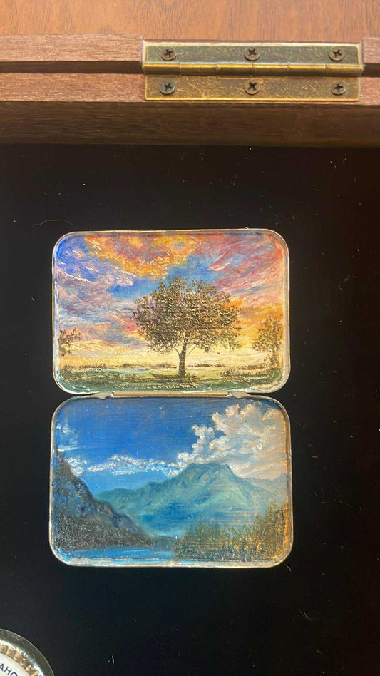 Sunset Tree and Italian Mountains - Spartan Aspirin Double Medicine Tin