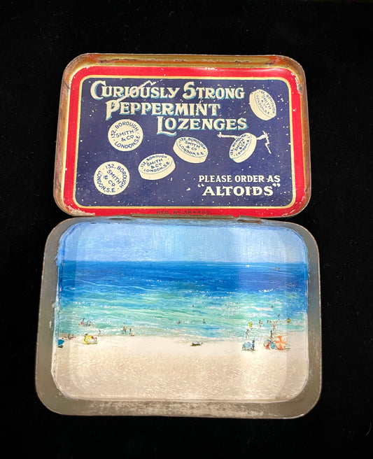 Sousse Beach, Tunisia - Altoids Single Medicine Tin Painting - Shelley Vanderbyl