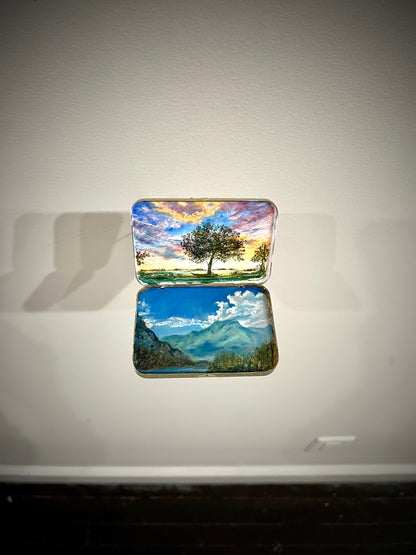 Sunset Tree and Italian Mountains - Spartan Aspirin Double Medicine Tin