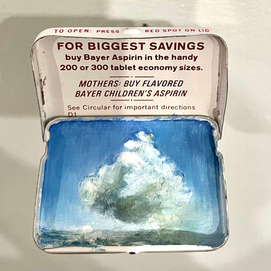 Tiny Cloud - Single Bayer Aspirin Medicine Tin Painting - Shelley Vanderbyl